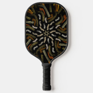 Raquette De Pickleball Jaunes dorés crémeux motif râteau sur fond noir