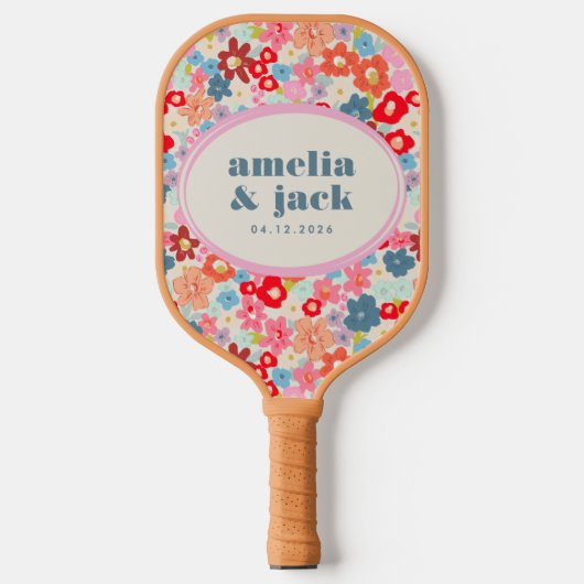 Raquette De Pickleball Joie florissante Bright Floral Maximalist Mariage (Recto)