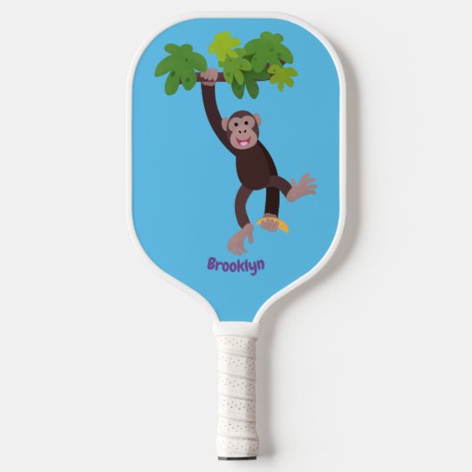 Raquette De Pickleball Joli chimpanzé dans la jungle suspendu dessin anim (Recto)