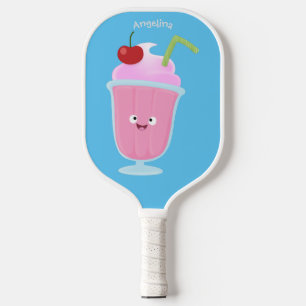 Raquette De Pickleball Joli dessin animé de sundae à la glace à la fraise