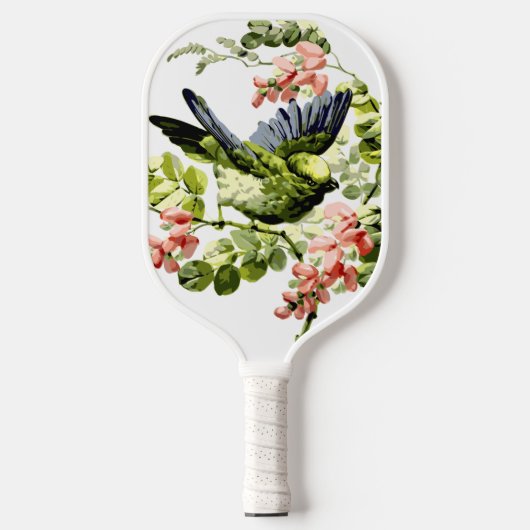 Raquette De Pickleball Joli jeune perroquet dans l'arbre à fleurs (Recto)