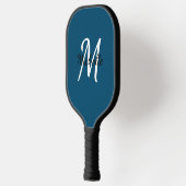 Raquette De Pickleball Joli Monogramme bleu simple Nom et initiale (Gauche)