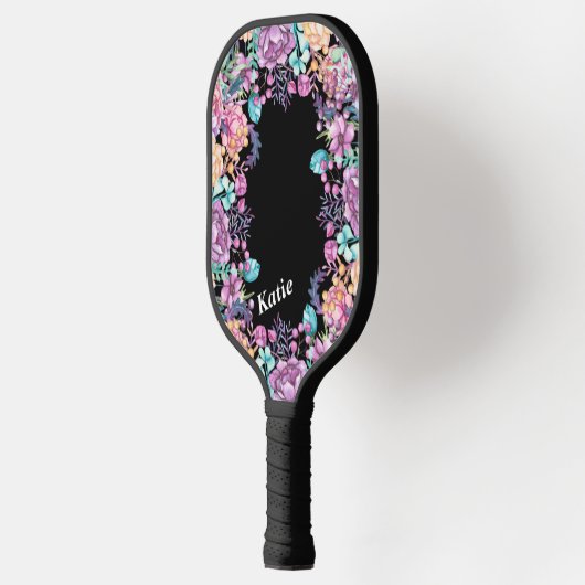 Raquette De Pickleball Joli Monogramme Floral Motif Moderne Plutôt (Gauche)