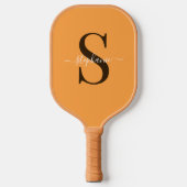 Raquette De Pickleball Joli Monogramme orange jaune initial + Nom (Recto)