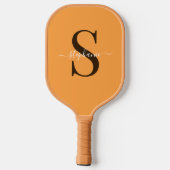 Raquette De Pickleball Joli Monogramme orange jaune initial + Nom (Verso)
