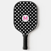 Raquette De Pickleball Joli Monogramme Rose Points Noirs Blancs (Verso)
