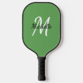 Raquette De Pickleball Joli Monogramme Vert Fille + Initiale (Recto)