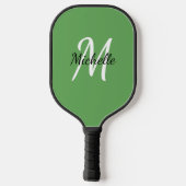 Raquette De Pickleball Joli Monogramme Vert Fille + Initiale (Verso)