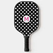 Raquette De Pickleball Joli noir Pois blanc rose (Recto)
