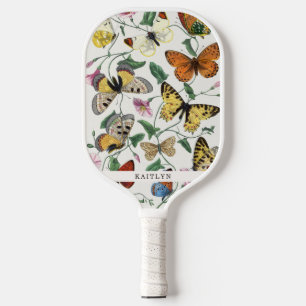 Raquette De Pickleball Joli papillons Vintages Nom