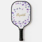 Raquette De Pickleball Joli papillons violets Nom personnalisé Dames (Recto)