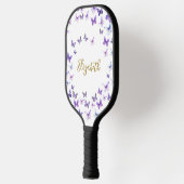 Raquette De Pickleball Joli papillons violets Nom personnalisé Dames (Gauche)