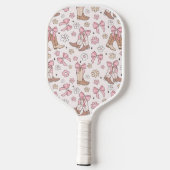 Raquette De Pickleball Joli rose Retro Bows and Boots Nom monogramme (Verso)