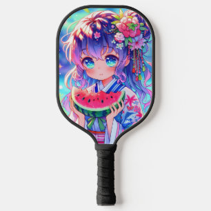 Raquette De Pickleball Jolie Anime Girl Manger Watermelon