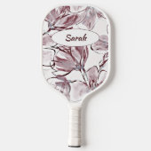 Raquette De Pickleball Jolie aquarelle florale Mauve (Verso)