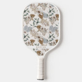 Raquette De Pickleball Jolie Boho Gold Tropical Floral et nom (Verso)