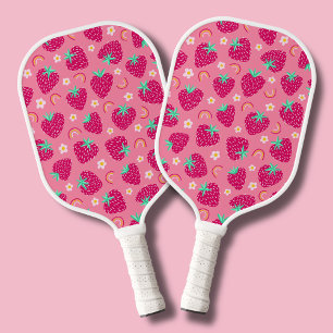 Raquette De Pickleball Jolie fraise estivale arc-en-ciel marguerite flora