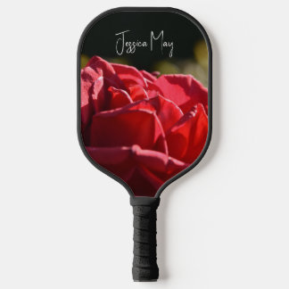 Raquette De Pickleball Jolie Rose rouge avec nom et monogramme