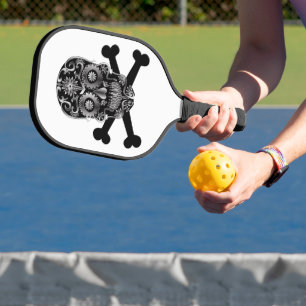 Raquette De Pickleball Jour Du Crâne De Sucre Noir Des Crossbones Du Crân