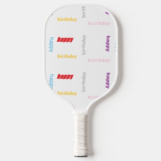 Raquette De Pickleball Joyeux anniversaire sur blanc (Recto)
