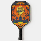 Raquette De Pickleball Joyeux Citrouille d'Halloween noir (Verso)