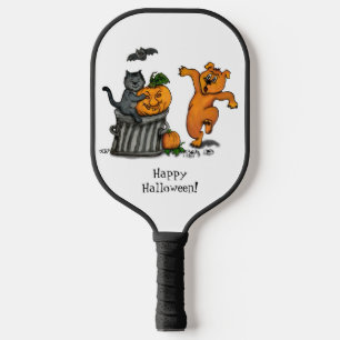 Raquette De Pickleball Joyeux Halloween ! Chien et araignée de chauve-sou