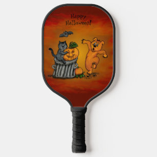 Raquette De Pickleball Joyeux Halloween ! Chien et araignée de chauve-sou