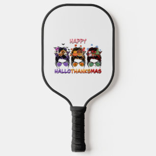 Raquette De Pickleball joyeux halloween thanksgiving noël désordre bun