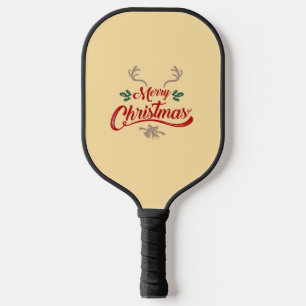 Raquette De Pickleball Joyeux Noël Design Vintage   Rouge et vert