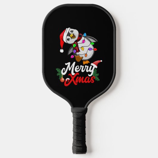 Raquette De Pickleball Joyeux pingouin de Noël (Recto)