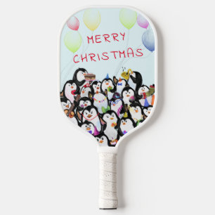 Raquette De Pickleball Joyeux pingouins de Noël Pickleball Paddle