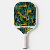 Raquette De Pickleball Jungle Tiger Palm Feuille Motif Nom du texte perso (Verso)