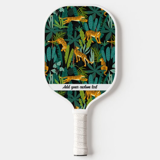 Raquette De Pickleball Jungle Tiger Palm Feuille Motif Nom du texte perso (Recto)