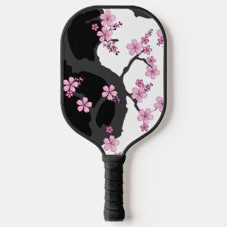 Raquette De Pickleball Kimono japonais Sakura noir et blanc