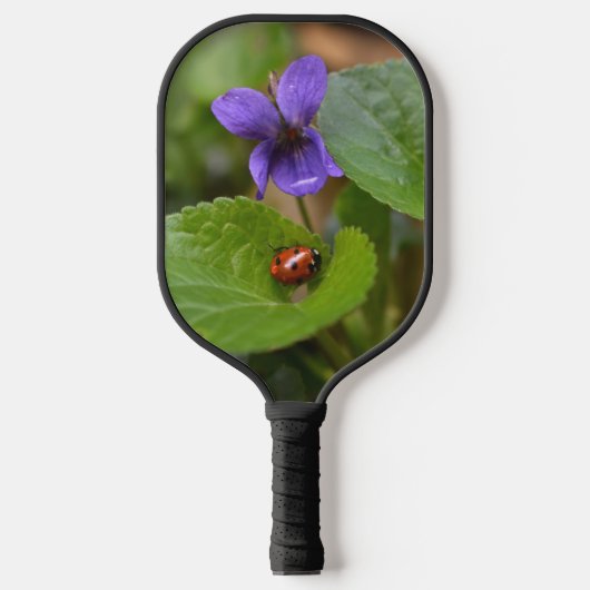 Raquette De Pickleball Ladybug sur les fleurs de violet doux (Recto)