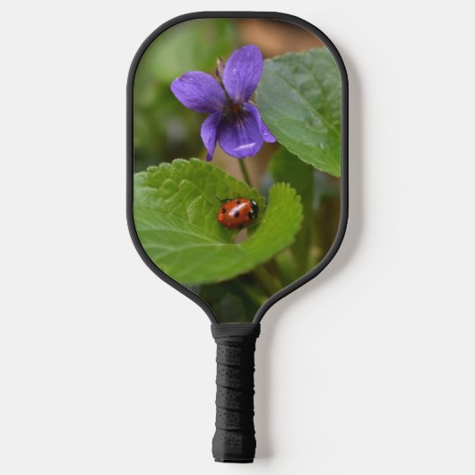 Raquette De Pickleball Ladybug sur les fleurs de violet doux (Verso)