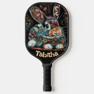 Raquette De Pickleball Lapin lapin Whimsical Floral Personnalisé