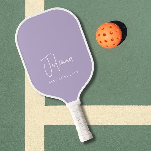 Raquette De Pickleball Lavande de script Monogramme de la meilleure tante