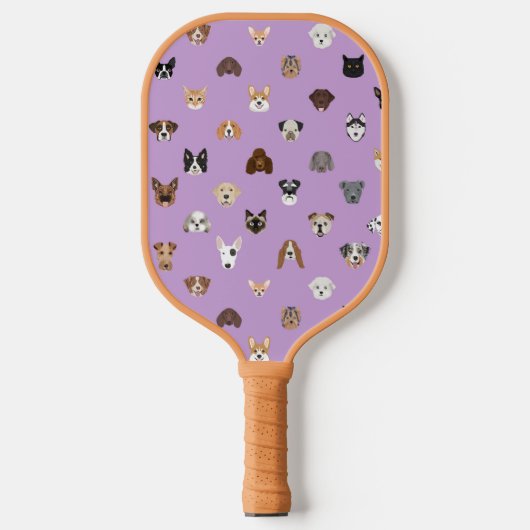 Raquette De Pickleball Le chien mignon fait face à la violette (Recto)