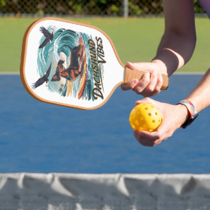 Raquette De Pickleball Le majestueux Dachshund Dog Catching a Wave Surfin