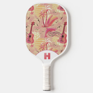 Raquette De Pickleball Le paradis tropical monogramme rose