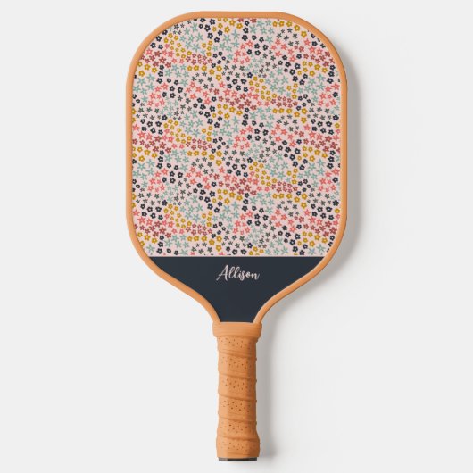 Raquette De Pickleball Le printemps est là ! Monogramme rose vif Ajoutez (Recto)