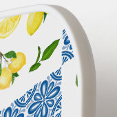 Raquette De Pickleball Lemon Monogram Name French Country Tile Pattern (Détail gauche)