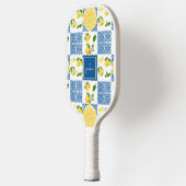 Raquette De Pickleball Lemon Monogram Name French Country Tile Pattern (Gauche)