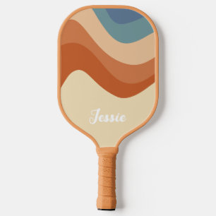 Raquette De Pickleball Les années 70 de couleur rétro rayures incurvées V