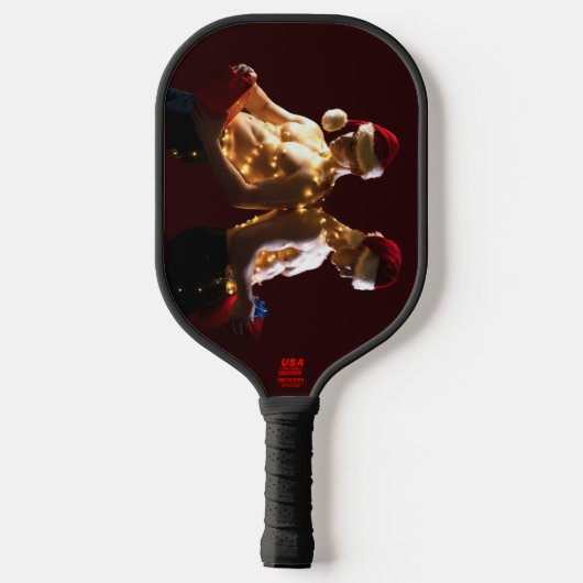 Raquette De Pickleball Les hommes torse nu de SlipperyJoe, Noël (Verso)
