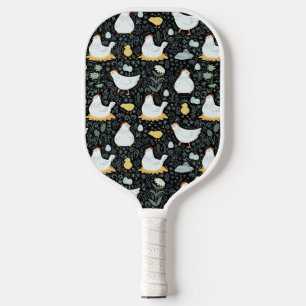Raquette De Pickleball Les poulets rêvent dans la coopérative en noir