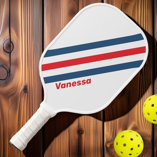 Raquette De Pickleball Les rayures nostalgiques de Postman avec le nom