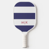 Raquette De Pickleball Les rayures patriotiques | Monogramme moderne (Recto)