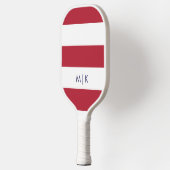 Raquette De Pickleball Les rayures patriotiques | Monogramme moderne (Gauche)